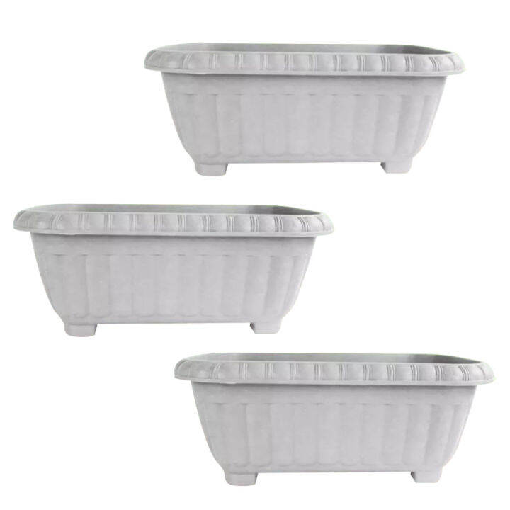 Plastic Rectangular Flower Pots For Plants Green And White, Garden ...