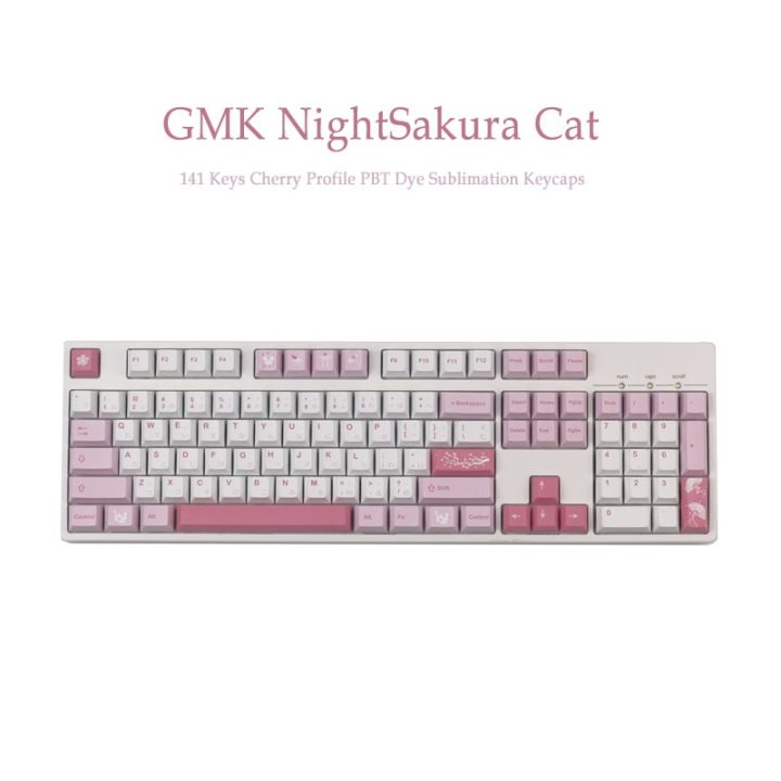 141keys-gmk-nightsakura-cat-keycaps-pbt-dye-sublimation-mechanical-keyboard-keycap-for-mx-switch-with-1-25u-1-75u-2u-shift