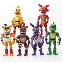 6Pcsset FNAF Five Nights Midnight Figurine Dolls Toys PVC Movable Joint with LED Light Action Figure Toys Gifts For Childrens