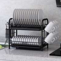 23 Tiers Dish Drying Rack Holder Basket Plated Iron Home Washing Great Kitchen Sink Dish Drainer Drying Rack Organizer Black