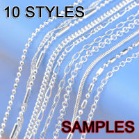 10Pcs Fine 10 Styles 16-30" 1.2-2MM Genuine 925 Sterling Silver Jewelry Link Chains Necklace With Lobster Clasps Findings