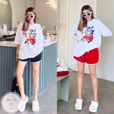 ML125  New Arrival !!!!  Mickey &amp; Goofy Oversize Set  เซทเสื้อยืดแขนสั้น ทรง Oversize เช่นเดิมม ( สาวๆไซส์ไหนก้อใส่ได้😊😊 ) สกรีน Mickey &amp; Goofy สีสกรีนสด ลายสกรีนสวย มาพร้อมกางเกงขาสั้น แต่งกุ้นทั้งตัว มีเชือกรูดเอว และมีกระเป๋าข้างด้วยค๊าา ทั้งดีไซน์ ด