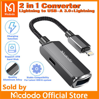 Mcdodo Lightning 2 In 1 OTG Converter Lightning To USB-A 3.0 Lightnin รองรับการชาร์จการถ่ายโอนข้อมูล OTG Data Adapter สำหรับ 14 13 12 11 Pro XS Max XR X 8 7 แท็บเล็ต Converter Data SD Card U Disk (รองรับฮาร์ดดิสก์2TB) 826