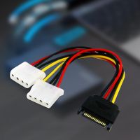 Power Supply Cable Wear-resistant Metal Power Adapter Cord SATA 15pin to Molex IDE Dual Big 4pin Extension Cable