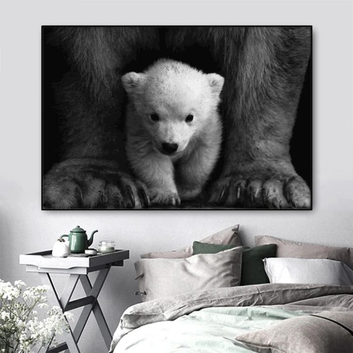 ภาพติดผนังโปสเตอร์รูปสัตว์แกนกลางสีดำและสีขาวสำหรับครอบครัวห้องนอนเด็กห้องนอนศิลปะผ้าใบตกแต่งผนัง-ไร้กรอบ-heyuan-ในอนาคต