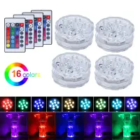 RGB 16 Colors IP68 Waterproof Submersible Light 10 Leds Decorative Lamp 24 Key Remote Controller for Pond,Vase,