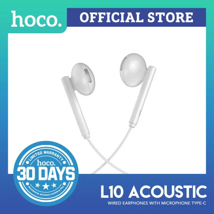 Hoco L10 Acoustic Type-C Wired Earphones with Mic | Lazada PH