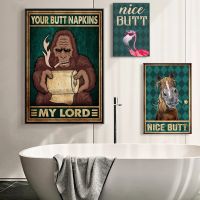 Vintage Bathroom Funny Poster Print Sloth Your Butt Napkins My Lord Canvas Painting Toilet WC Sign Decor Love Family Best Gift