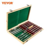 VEVOR 8PCS 1 Free HSS Lathe Chisel Set for Wood Turning Root Furniture Carving Knife 6.89 Blade 16.14 Chisel With Tool Box