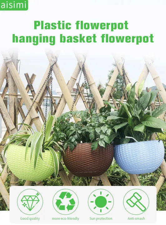 Rattan Hanging Basket Plastic Gardening Flower Pot Lazada PH