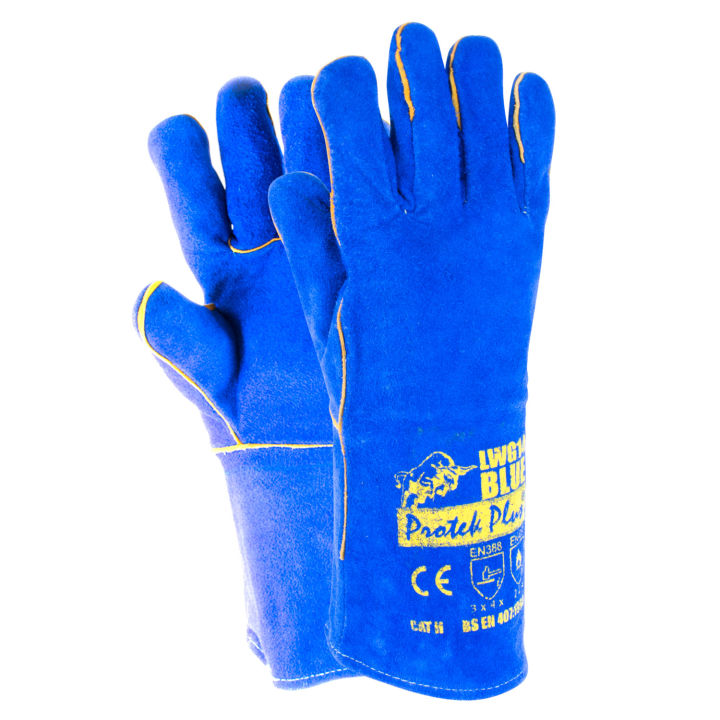 protek-plus-lwg14-blue-ถุงมือหนังยาว-14-นิ้ว-สีน้ำเงิน-เชื่อมไฟฟ้า-กันความร้อน-ตัดเลเซอร์-กันสะเก็ดไฟ-spatter-tactool