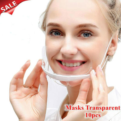 Transparent Catering Mask Plastic Health Care Hygienic Anti Fog Shield Mouth Cover Masks Transparent Mouth Mask Anti Fog&amp;Dust Care Food Beverage Service Mouth Masks