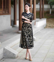 2023ฤดูร้อนที่ดีขึ้นคอวี Aodai Cheongsam ซาตินบาง Qipao แฟชั่นที่จัดเลี้ยงชุดราตรีสไตล์จีน