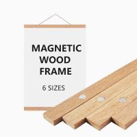 Hanging Wooden Magnetic Picture Frames Magnetic Frame Wood Poster Hanger Frames For CanvasPaperPhotoMap Wall Art Frame