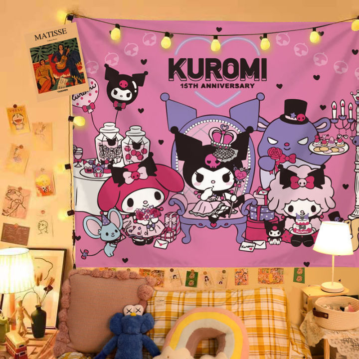 Kawaii Sanrio Cartoon Tapestry Cute My Melody Kuromi Pompompurin Room ...