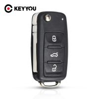 Keyyou 3ใหม่รีโมทเปิดประตูระยะไกลพลิกปุ่มกุญแจแบบพับผิวนอกสำหรับ Vw Volkswagen ไทกวน Golf Sagitar โปโล MK6กรอบกุญแจแบบพับได้