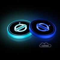 Style 2pcs Car Cup Holder Mat Colorful Luminescent Auto Interior Atmosphere Sensor Led Light Lamp Water Drinking Bottle Holder Coaster Mat Pad Organizer For Nissan Livina Navara Primera hui