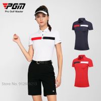 PGM Summer Lady Slim Blouse Patchwork Golf T-shirts Short-sleeved Polo Shirt Women Fast Dry Clothing Breathable Sports Tops