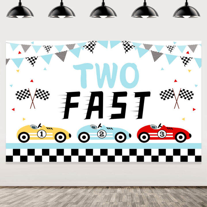 Jollyboom Racing Car Two Fast One Party Supplies Backdrop Racing Car Backdrop Two Fast Racing 4057