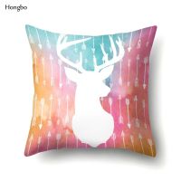 Hongbo Nordic Geometric Cushion Pillowcase Cover Deer Elk Pillow Cover Christmas Present Cojines