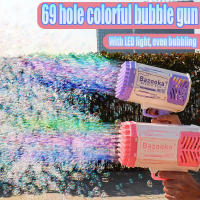 【TISS】ปืนเป่าฟอง เครื่อง เป่าฟอง เป่าฟอง Bubble Gun Gatling เครื่องทำ ปืนยิงบับเบิ้ลลาย ฟองสบู่ 69 รู มีไฟ ชาร์จ usb