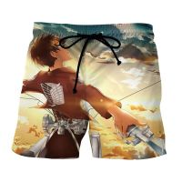 Anime Attack บน Titan Beach Shorts ผู้ชายฤดูร้อน 3D Mikasa Ackerman พิมพ์บอร์ดกางเกงขาสั้น y2k ท่องกางเกงขาสั้นกางเกงว่ายน้ำกางเกงว่ายน้ำชุดว่ายน้ำ