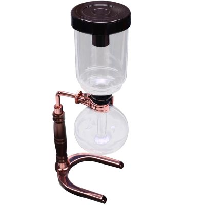 Japanese Style Siphon Coffee Maker Tea Siphon Pot Vacuum Coffeemaker Glass Type Coffee Machine Filter 3Cups Rose Gold