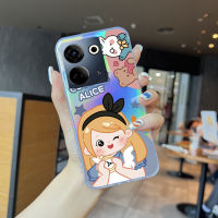 Hpcase สำหรับ Tecno Camon 20 Tecno Camon 20 Pro Girls การ์ตูนอลิซสโนว์ไวท์เลเซอร์เคสมือถือโปร่งแสงแสงอัลตร้าซาวด์ขอบนิ่ม TPU เคสกันกระแทกมีสีสันสดใสในตัวเคสบัตรเลเซอร์