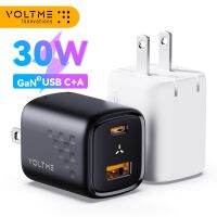 เครื่องชาร์จ USB T017 VOLTME 30W GaN QC 3.0พอร์ตอะแดปเตอร์สำหรับ IPhone 15 14 13 IPad ติดผนัง