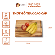 Khay gỗ Teak Chef Studio cao cấp hình chữ nhật, dày 2 cm dùng decor