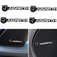 ลำโพงรถโลหะผสม4ชิ้นสติ๊กเกอร์ตราสัญลักษณ์เครื่องเสียงสำหรับ Abarth 595 500 695 124 Spider Cabrio Italia Zerocento