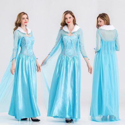 สินค้าขายดี+++ ชุดแฟนซีคอสตูมคล้ายเจ้าหญิงเอลซ่าของผู้ใหญ่ Elsa Adult costume เป็นเดรสผ้ามันเงาประดับสวยงามเหมือนรูป ##ชุดแฟนซี ชุดเด็ก การ์ตูน Fancy Kids Christmas Haloween