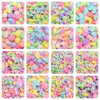 30/50/100pcs/Lot Mix Candy Color Butterfly Knot Heart Spacer Beads Star Flower Cross Acrylic Beads For Jewelry Making Beads