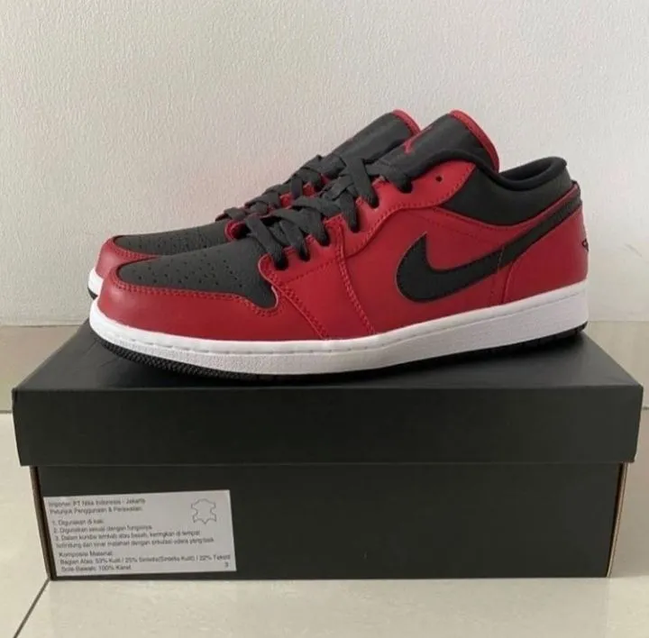 air jordan black and red low