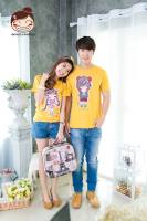 เสื้อคู่รัก เสื้อครอบครัว สีเหลืองมัสตาด ลายแมวหนู