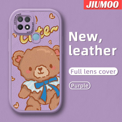 JIUMOO เคสสำหรับ OPPO A15 A15s A35 4G เคสโทรศัพท์ซิลิโคนแบบหนังนิ่มลายการ์ตูนหมีน้อยน่ารักแฟชั่นเคสป้องกันเลนส์กล้องเคสกันกระแทก