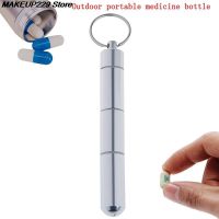 【CW】 WaterProof Aluminum Pill Keychain Tablet Storage Bottle Holder