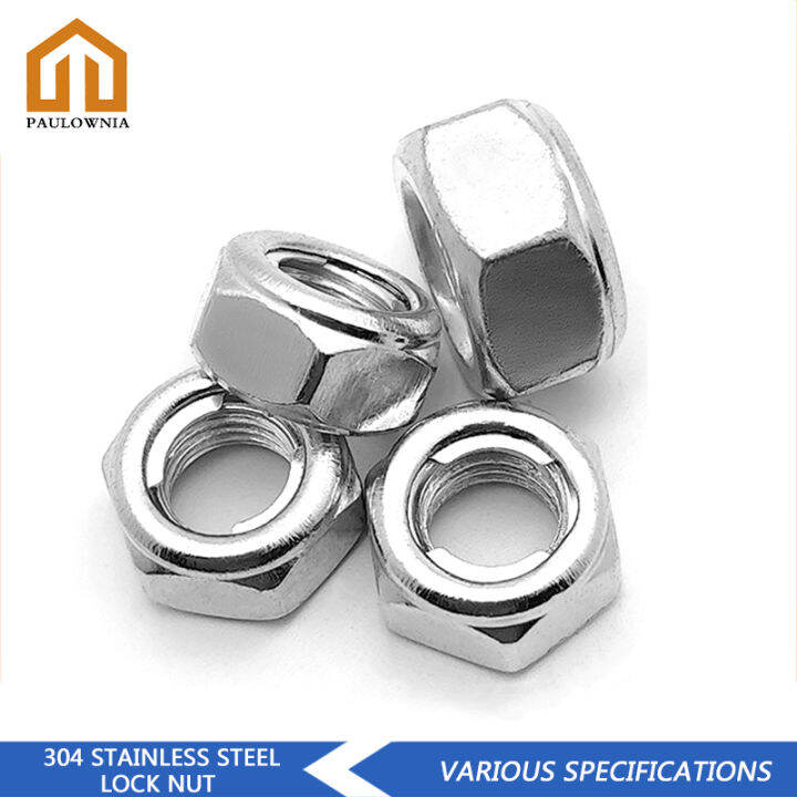 304 Stainless Steel Hex Lock Nut Selflocking Locknut Hexagon Head
