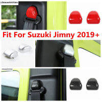 รถความปลอดภัยเข็มขัดนิรภัยล็อคหัวเข็มขัดหมวกตกแต่งปกตัดสำหรับ Suzuki Jimny 2019-2023สีแดงคาร์บอนไฟเบอร์อุปกรณ์ตกแต่งภายใน