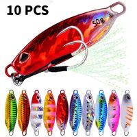 【hot】❂┇ 10 Pcs/set Metal Jig Artificial Bait Shore Slow Jigging Bass Fishing Tackle 10g 15g 20g 30g 40g 50g