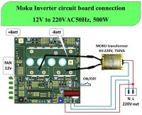 Power board DC12V to AC220V50Hz 500W