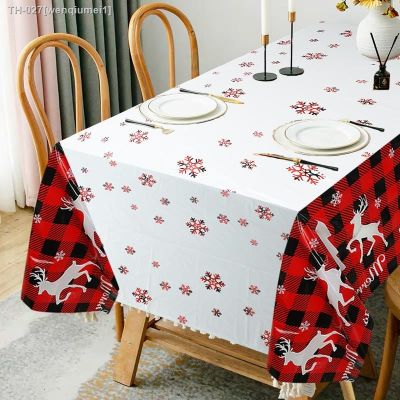 ♈﹊ 138x270cm Christmas Disposable Tablecloth Table Cover Merry Christmas Decorations For Home Navidad New Year Party Supplies