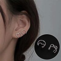 1/2Pcs Punk Metal Ear Cuff Ear Clip Earring for Women Men Non Piercing Heart Shape Small Earcuff Ear Wrap Earcuff Clips Jewelry