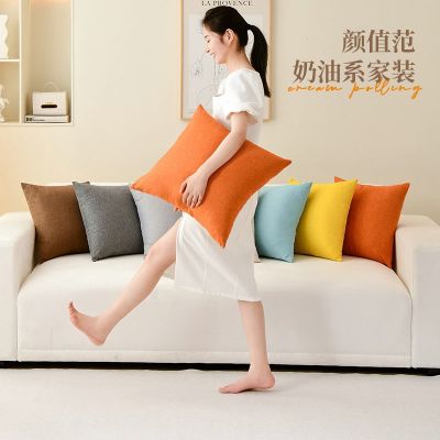 【SALES】 Nordic Style Sofa Pillow Living Room Cushion Solid Color Linen Waist Support Bed Head Back Cover Without Core