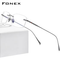 FONEX กรอบแว่นตาไทเทเนียมแท้สำหรับผู้ชาย,กรอบแว่นตาทรงสี่เหลี่ยมไร้กรอบไร้ขอบสไตล์ญี่ปุ่นแว่นตาเกาหลีแบบออปติคอลเบาพิเศษแบรนด์เวียดนามสิงคโปร์ปี8562