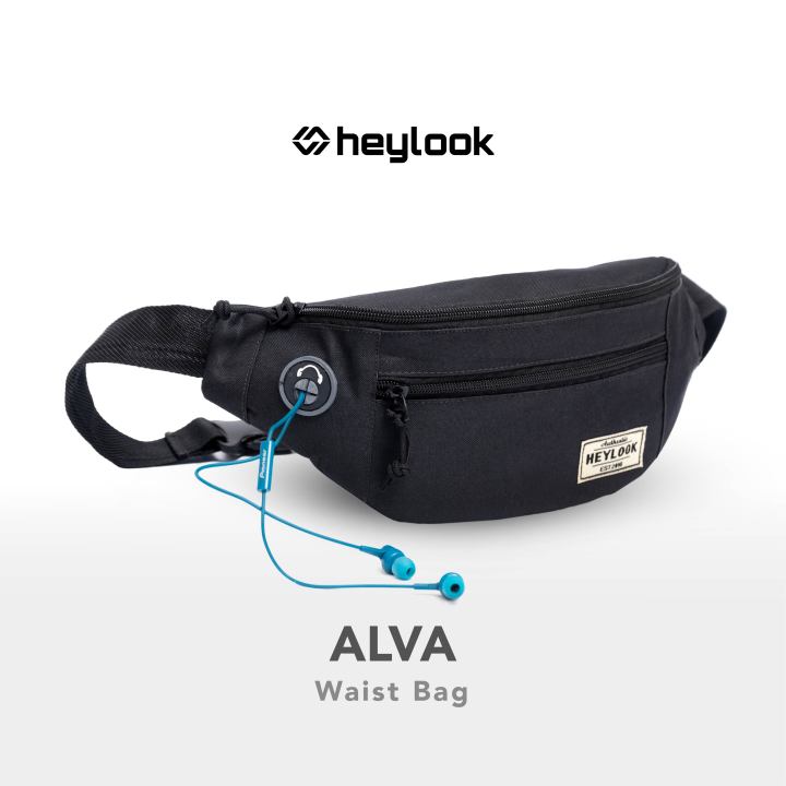 Tas Waist Bag Premium Oval Black - Tas Pria