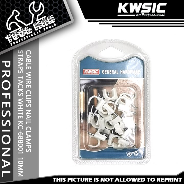 Tool Man Original Kwsic CABLE WIRE CLIPS NAIL CLAMPS straps tacks white