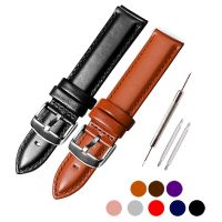 fgbvsdfd Leather Watch with Needle Buckle Layer Calfskin Watchband Needle Plain 12 24mm Iron Ring Replacement Watchband Tool Delivery