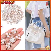 QIANGDI 10PCS งานฝีมือ DIY เครื่องประดับหมวก คริสตัล ปุ่ม Rhinestone กิ๊บติดผมไข่มุก กระดุมมุก คลิปหนีบหมวก