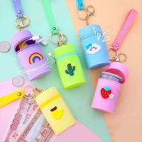 Cartoon Cute Small Bucket Coin Bag Women Girl Coin Purse Silicone Money Coin Earphone Storage Bag Pouch Bags Pendant Key Chain